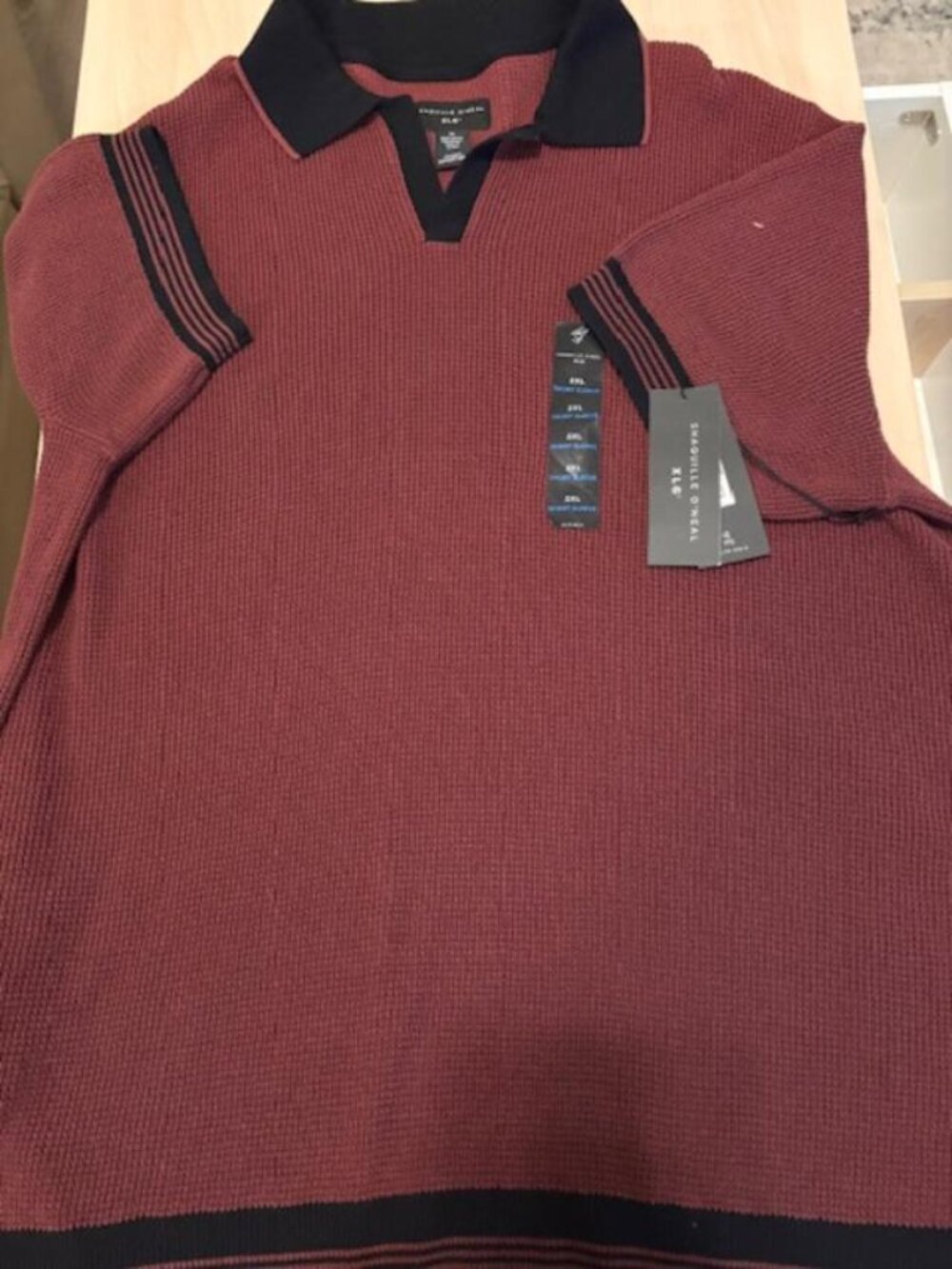 NWT Shaquille O'Neal XLG Big & Tall Men's Texture Johnny Polo Shirt Waffle Knit